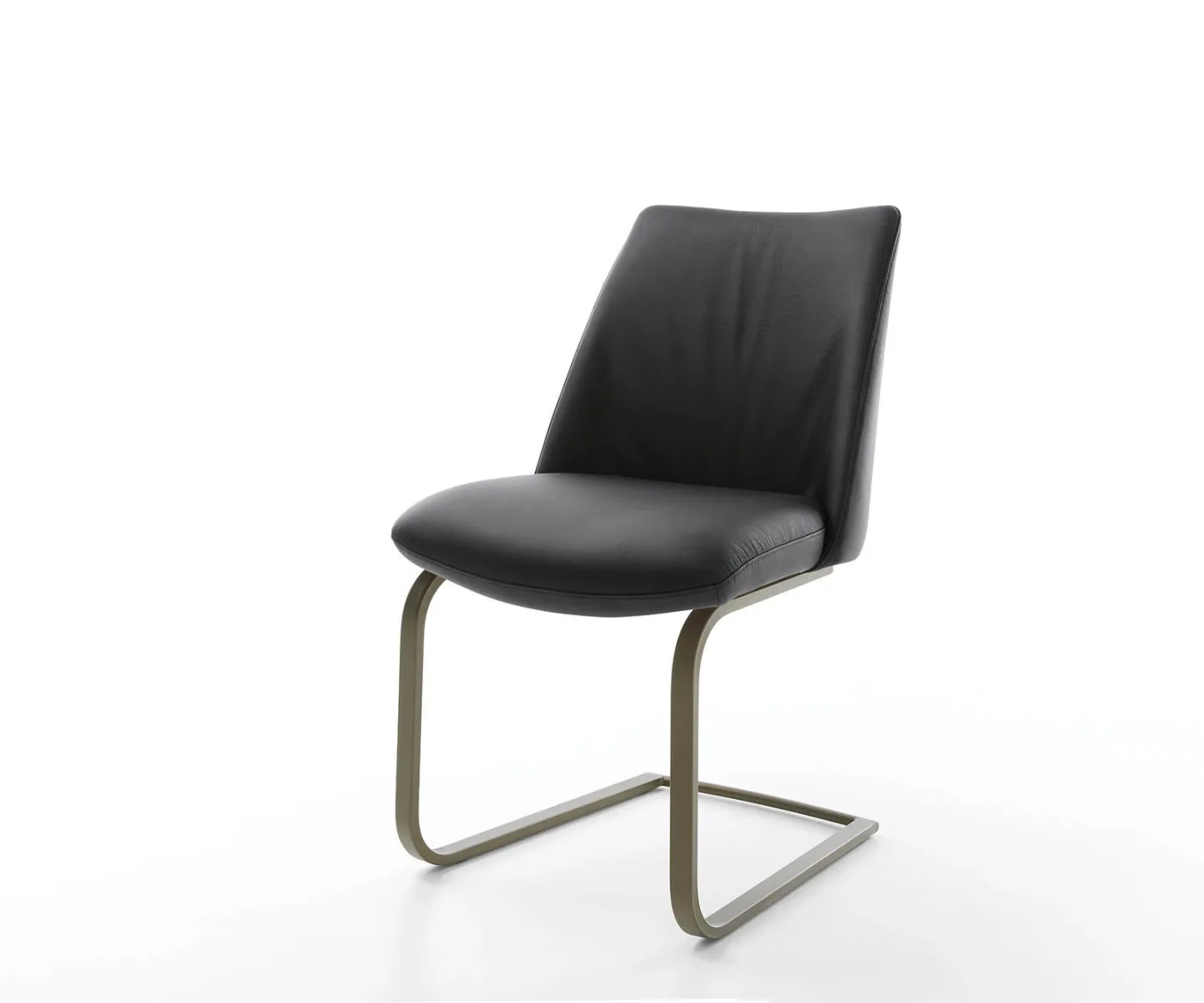 Freischwinger Elso-Flex Echt-Leder Schwarz Freischwinger flach Effektfinish Titan Taschenfederkern
