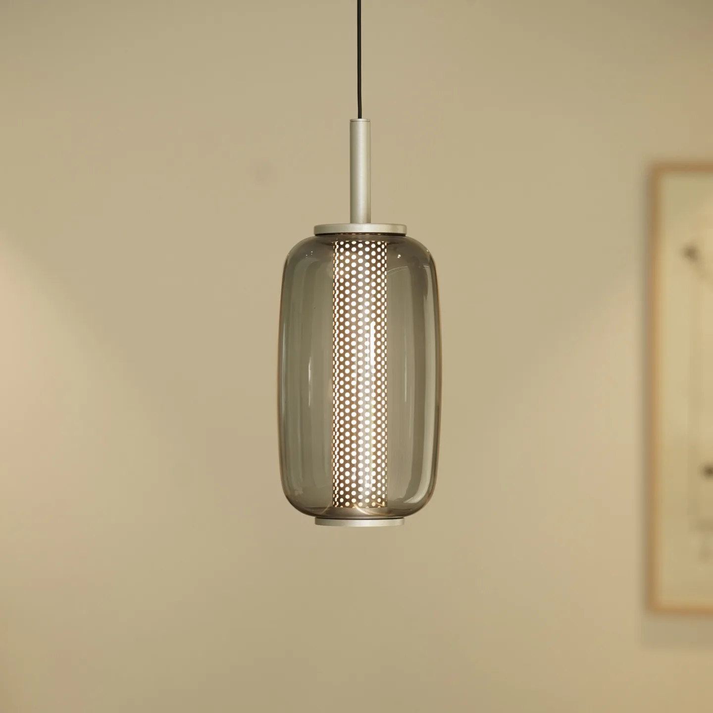 MIDNIGHT LED-hængelampe, glas, titanium, Ø 12,8 cm - Antidark - Stue - Design - Cylinder