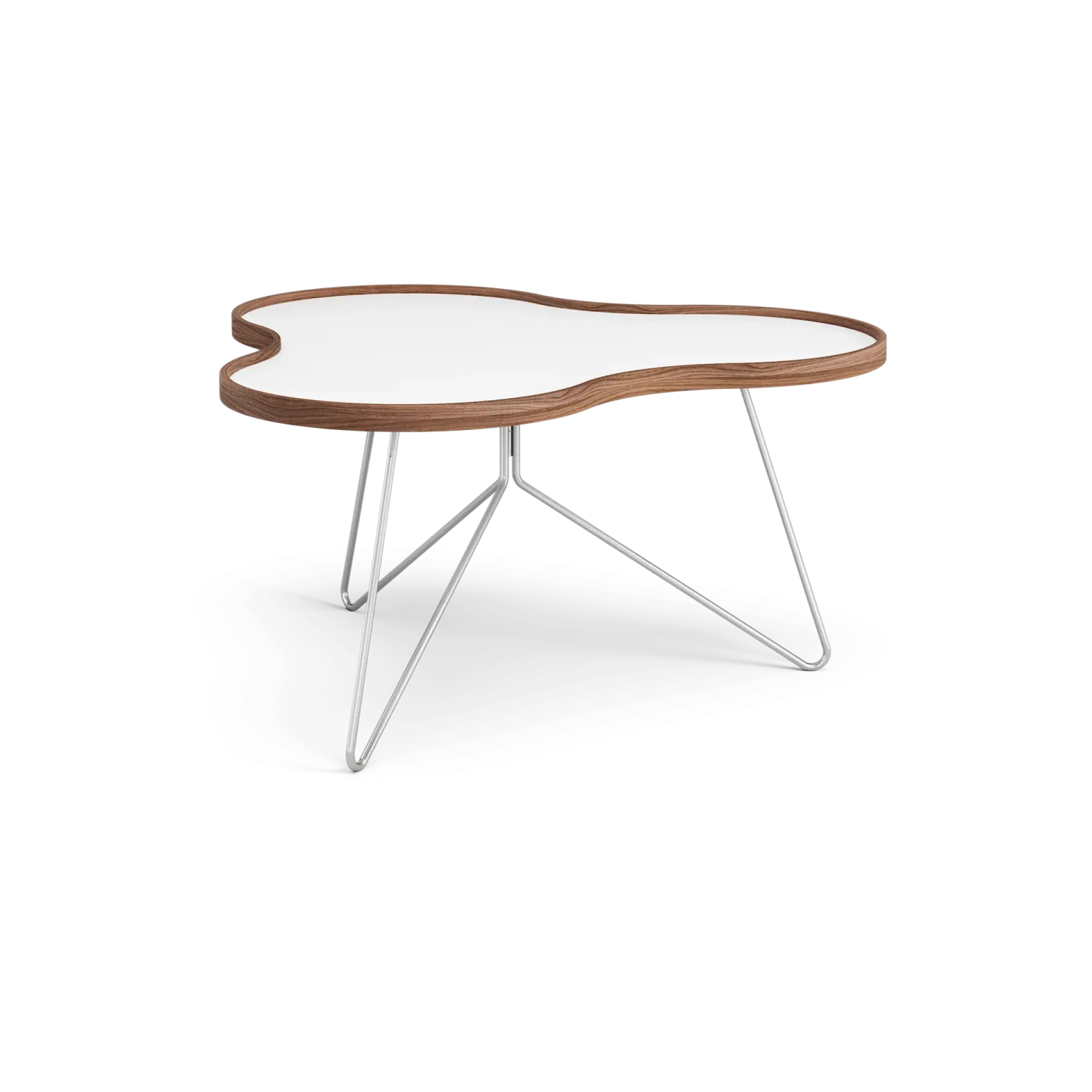 Swedese Flower Tisch 84 x 90cm Weiß, 45cm, Walnusskante, Chromgestell