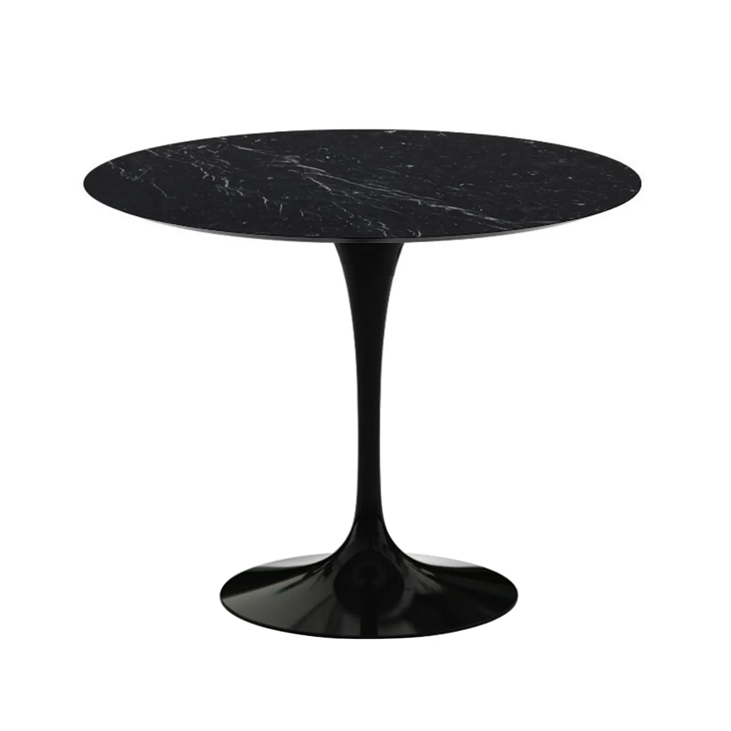 Knoll - Saarinen Round Table - Matbord, Ø 91 cm, Svart underrede, skiva i matt svart Marquina marmor - Matbord - Eero Saarinen - Svart - Metall/Sten