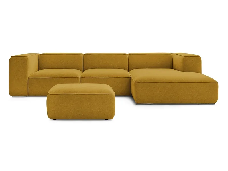 Ecksofa mit Hocker BOBOCHIC ZEPHYR Stoff mit Textur gelb