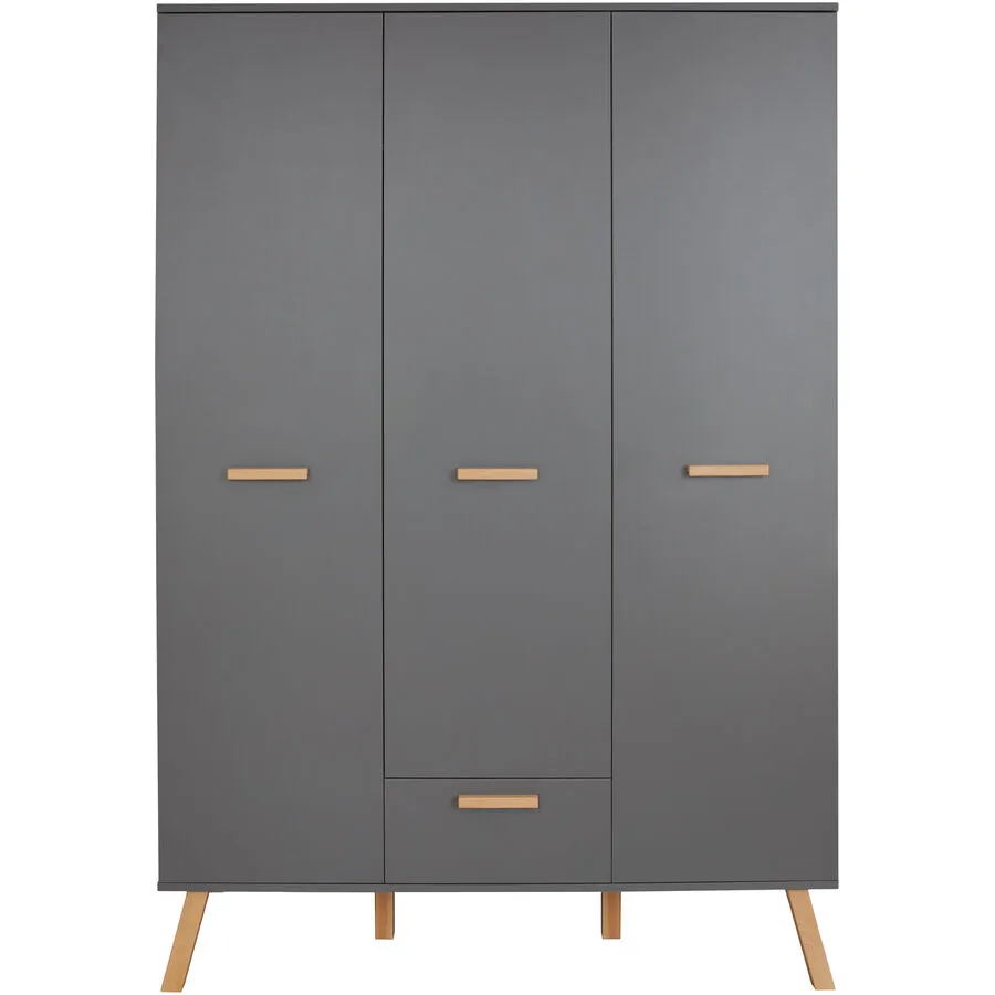 Kleiderschrank Matis grau Holzwerkstoff B 130 cm