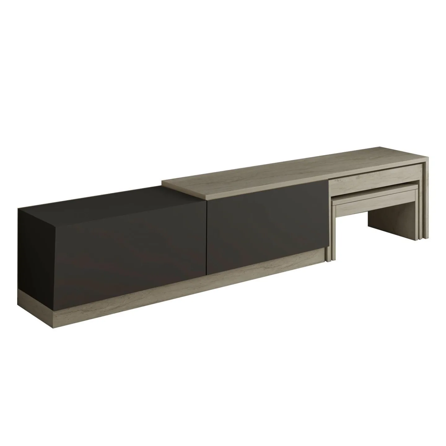 Zalven TV-bänk 180x36x30 cm - travertin och antracit