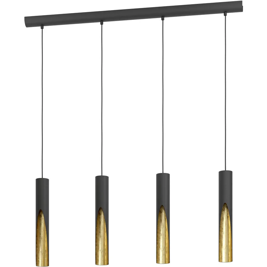 Eglo Pendellampe Barbotto Gold/Schwarz Stahl 6 cm 110 cm - Farbe: schwarz-gold