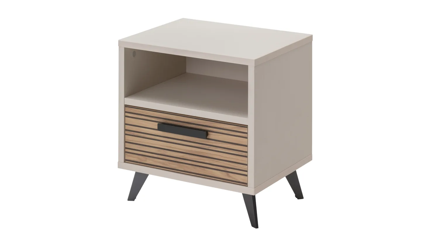 Nachttisch Eiche - Beige-Kaschmir - 50 x 55 cm - Nachtkommode - BRAVO
