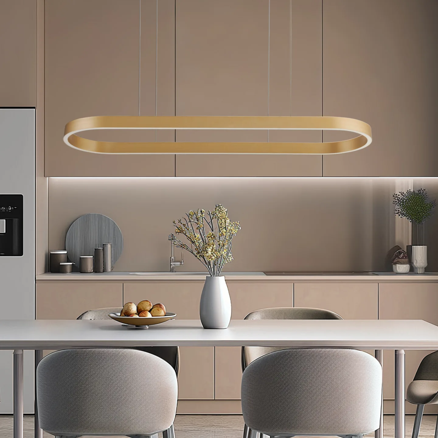 Lucande Smart LED-Hängeleuchte Melinay, gold, CCT, Tuya - Wohnzimmer - Modern - Aluminium - Einflammig