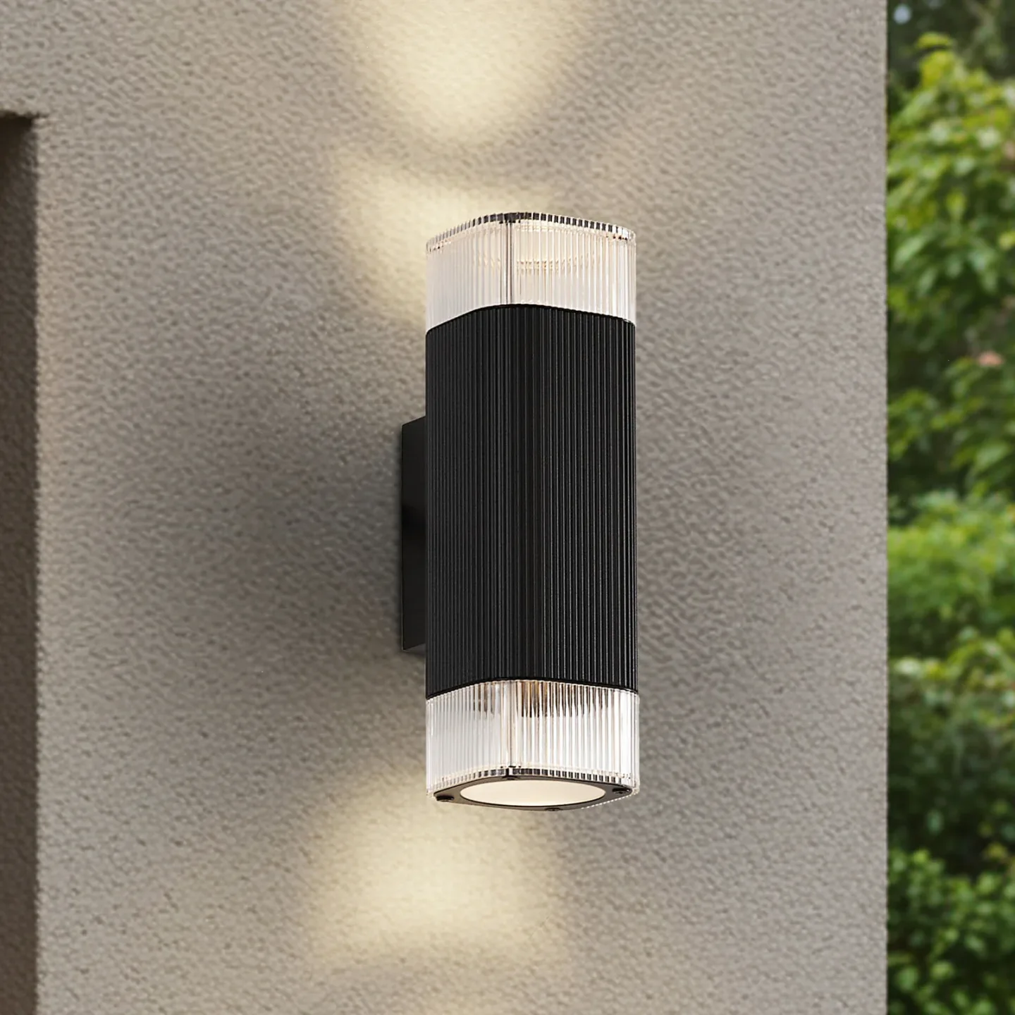 Halvar udendørs væglampe, 24 cm, sort, IP65, 2 x GU10 - Lindby - Terrasse - Moderne - Metal - Kantet