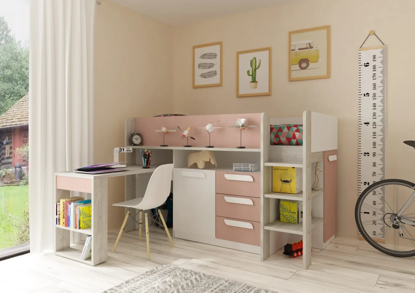 Drømmerom - Halvhøy multiseng Exclusive Trasman - 90x200 - Rosa - KAN SPEILVENDES!