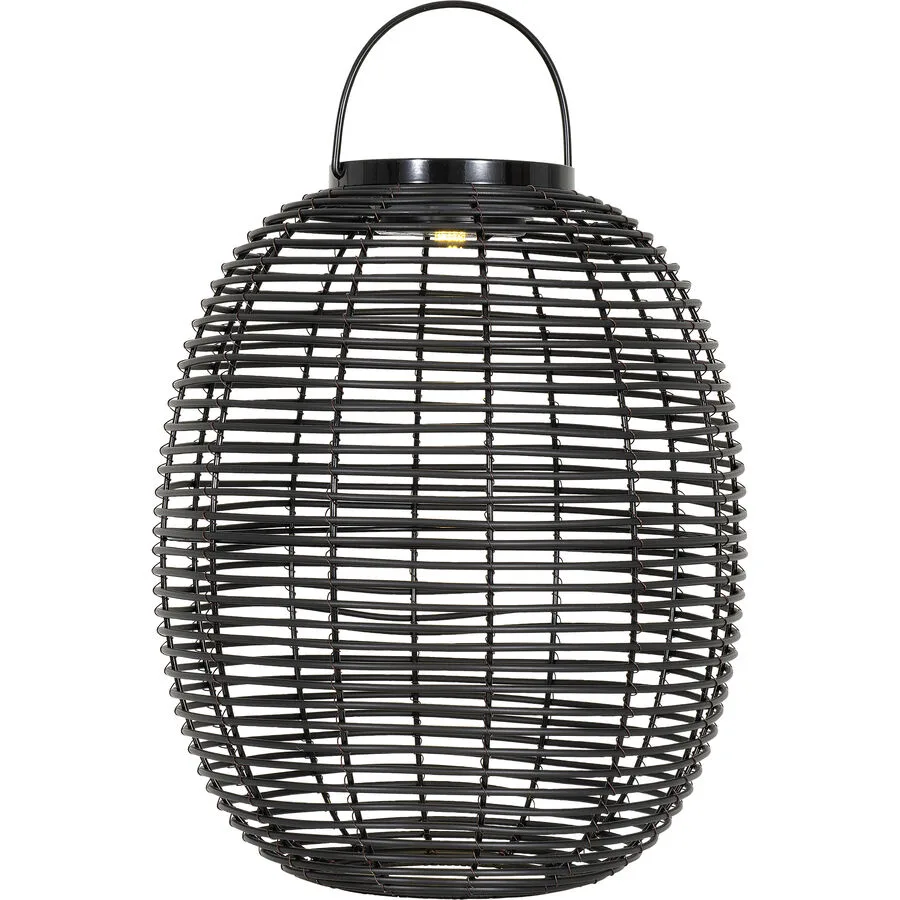 Solarlampe Alcoa Schwarz Kunststoff 42 cm 35 cm - Material: Kunstrattan - LED - Lichtfarbe: Warmweiss - LED Energiesparlampen