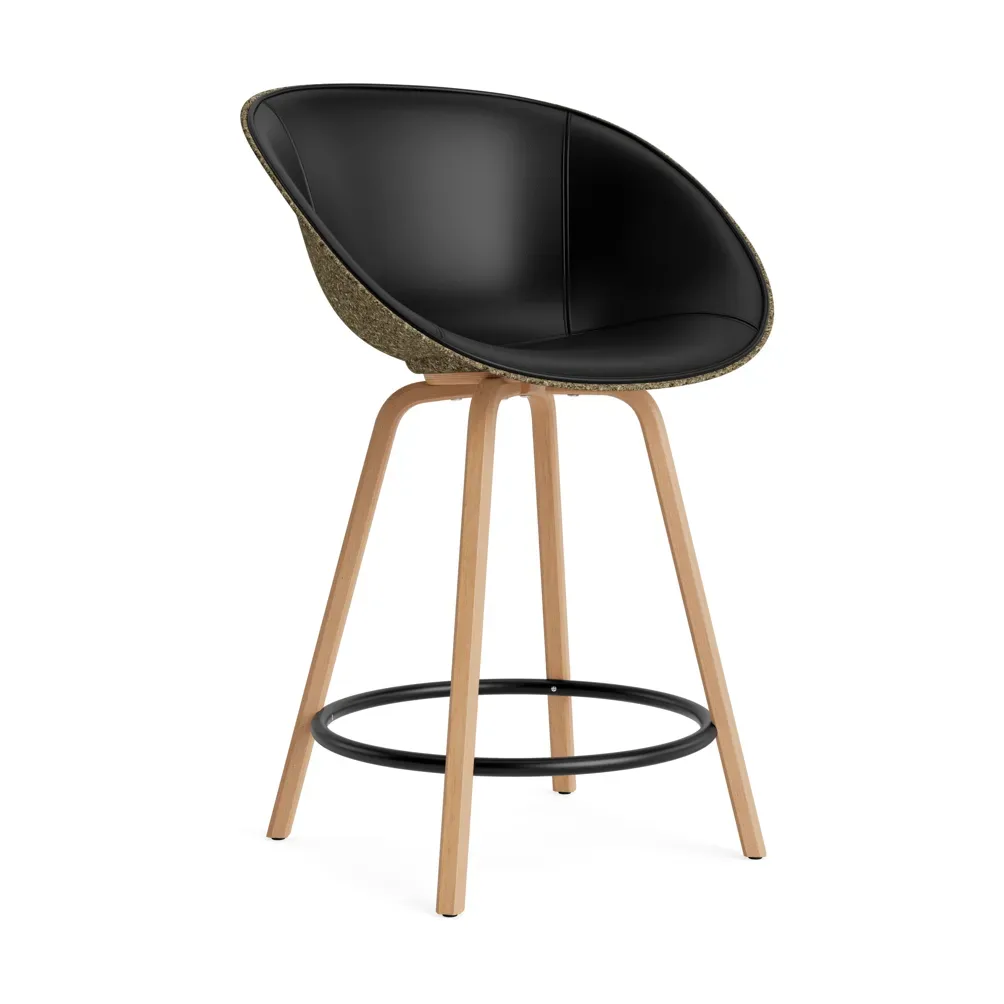 Normann Copenhagen Mat Bar Armchair Armlehnstuhl mit Vorderpolsterung, 65 cm Ultra 41599-seaweed-beech-black steel