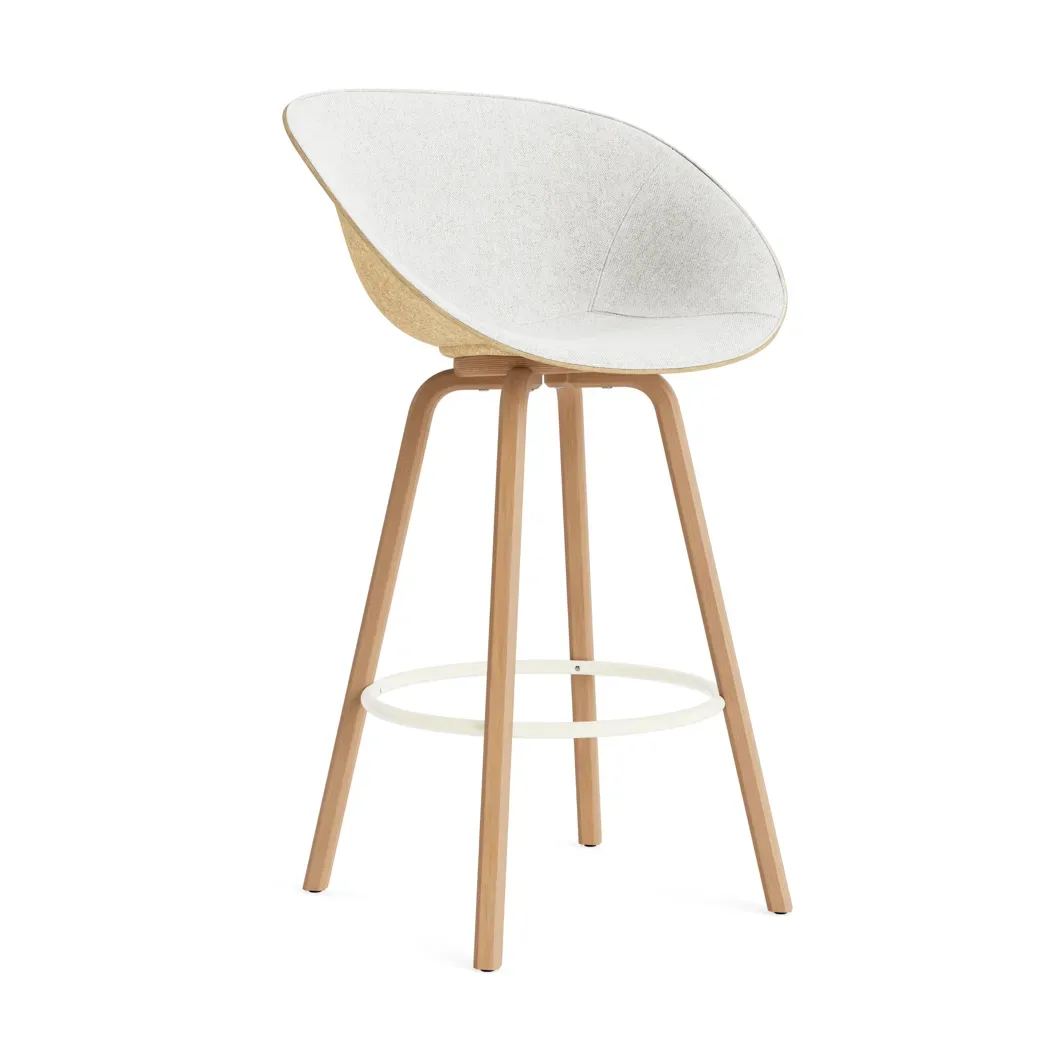 Normann Copenhagen Mat Barhocker mit Vorderpolsterung, 75 cm Hallingdal 110-hemp-beech-cream steel