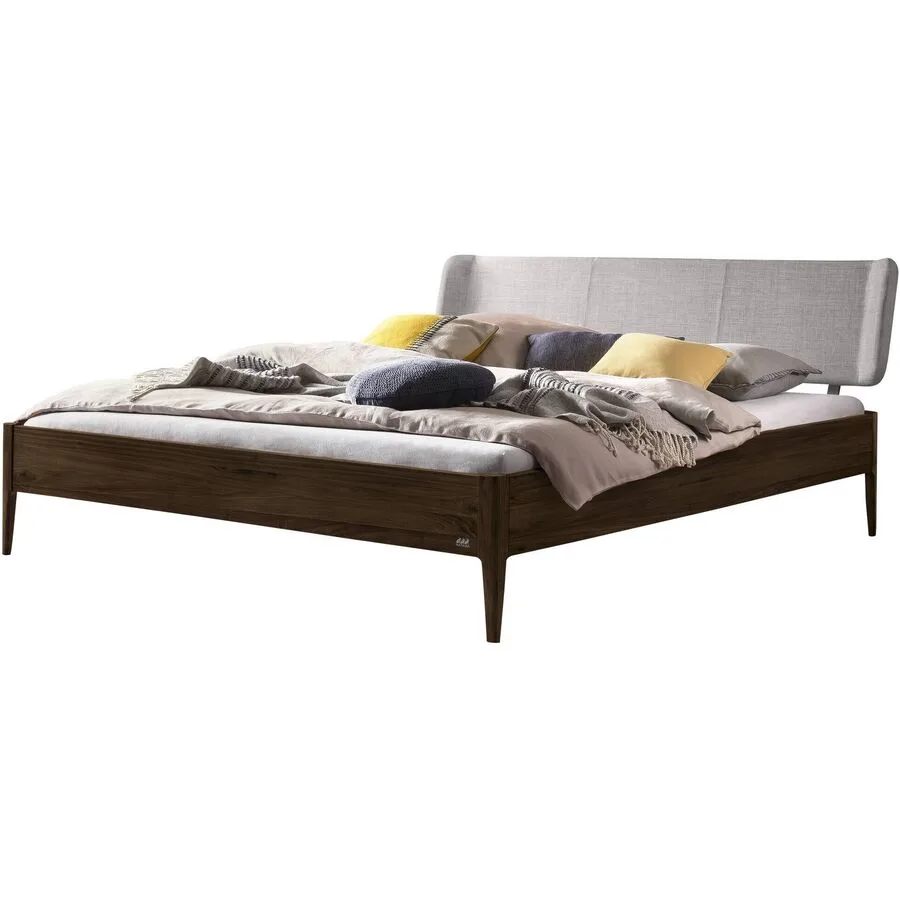 Hasena Bett Castello Braun Holz 160 x 210 cm - Farbe: Natur/grau - Material: Nussbaum