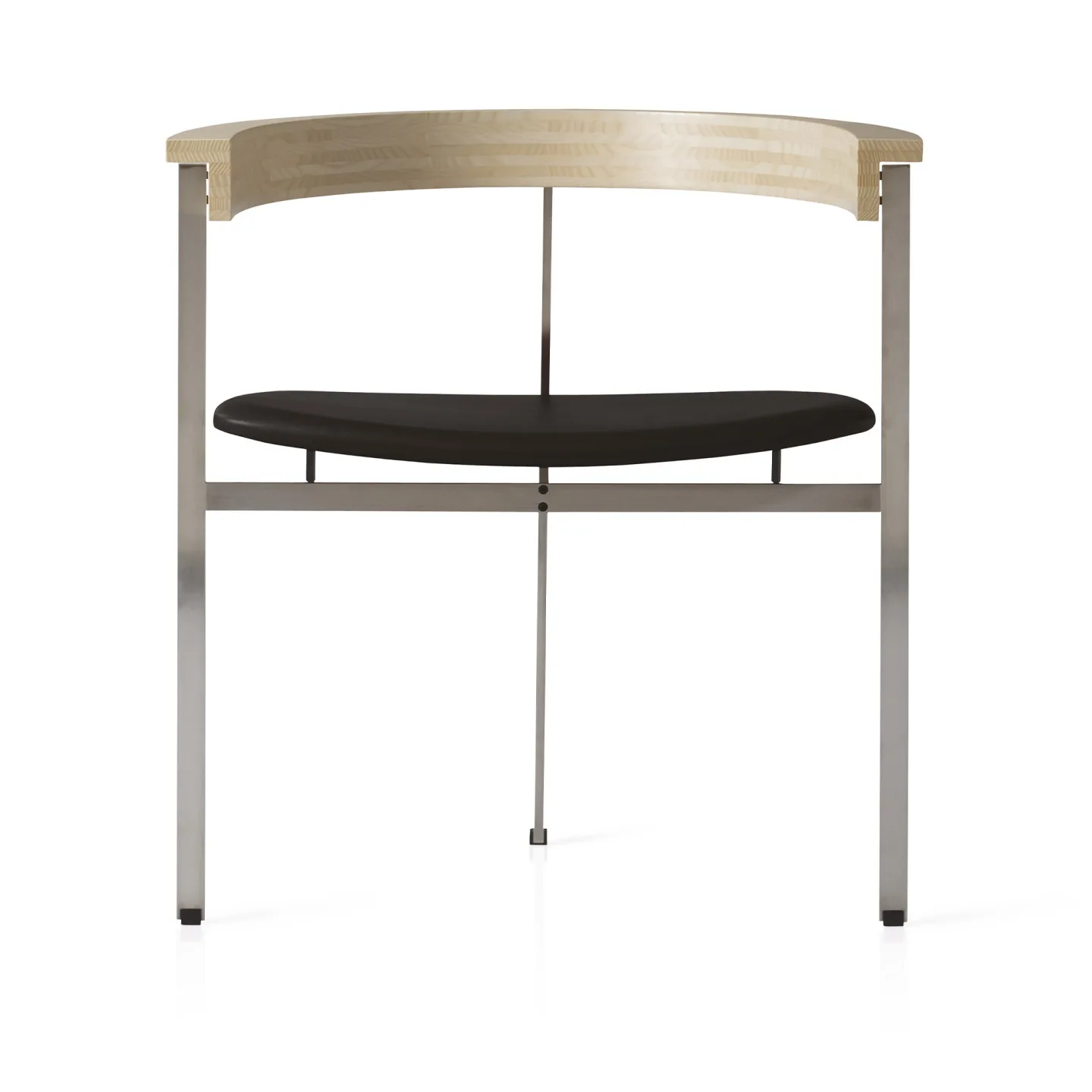 Fritz Hansen - PK11, Läder, Aura Black - Kontorsstolar - Poul Kjærholm - Svart - Läder/Metall/Trä