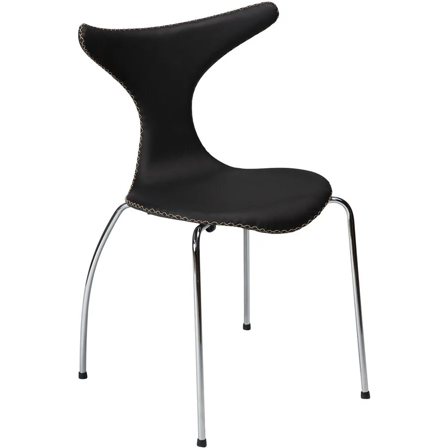 DAN-FORM Stuhl 4er-Set Dolphin schwarz/silber Leder
