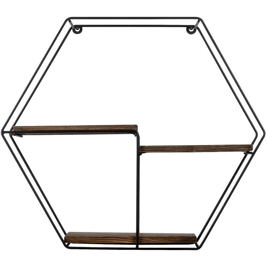 Wandregal Georis natur/schwarz Holz/Metall B 60 T 15 cm