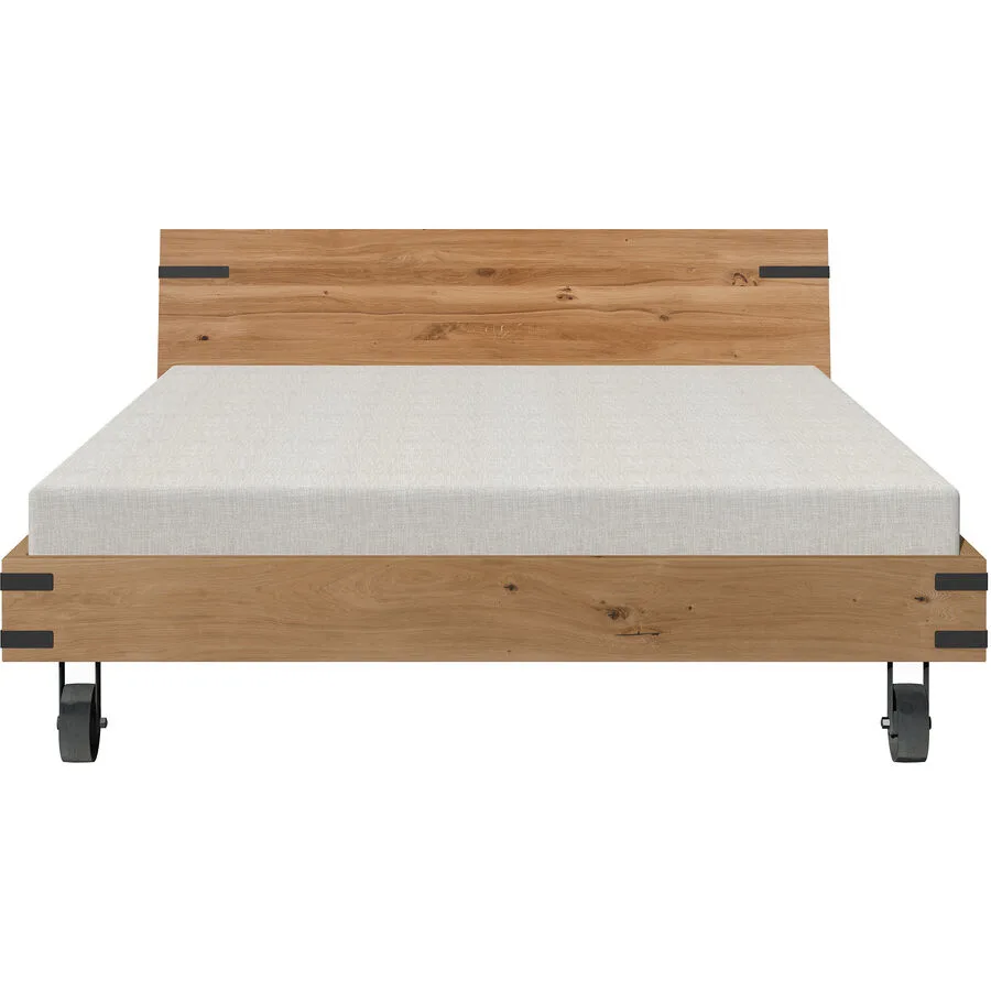 Bett Ajan Braun Holz 180 x 200 cm - Farbe: Wildeiche