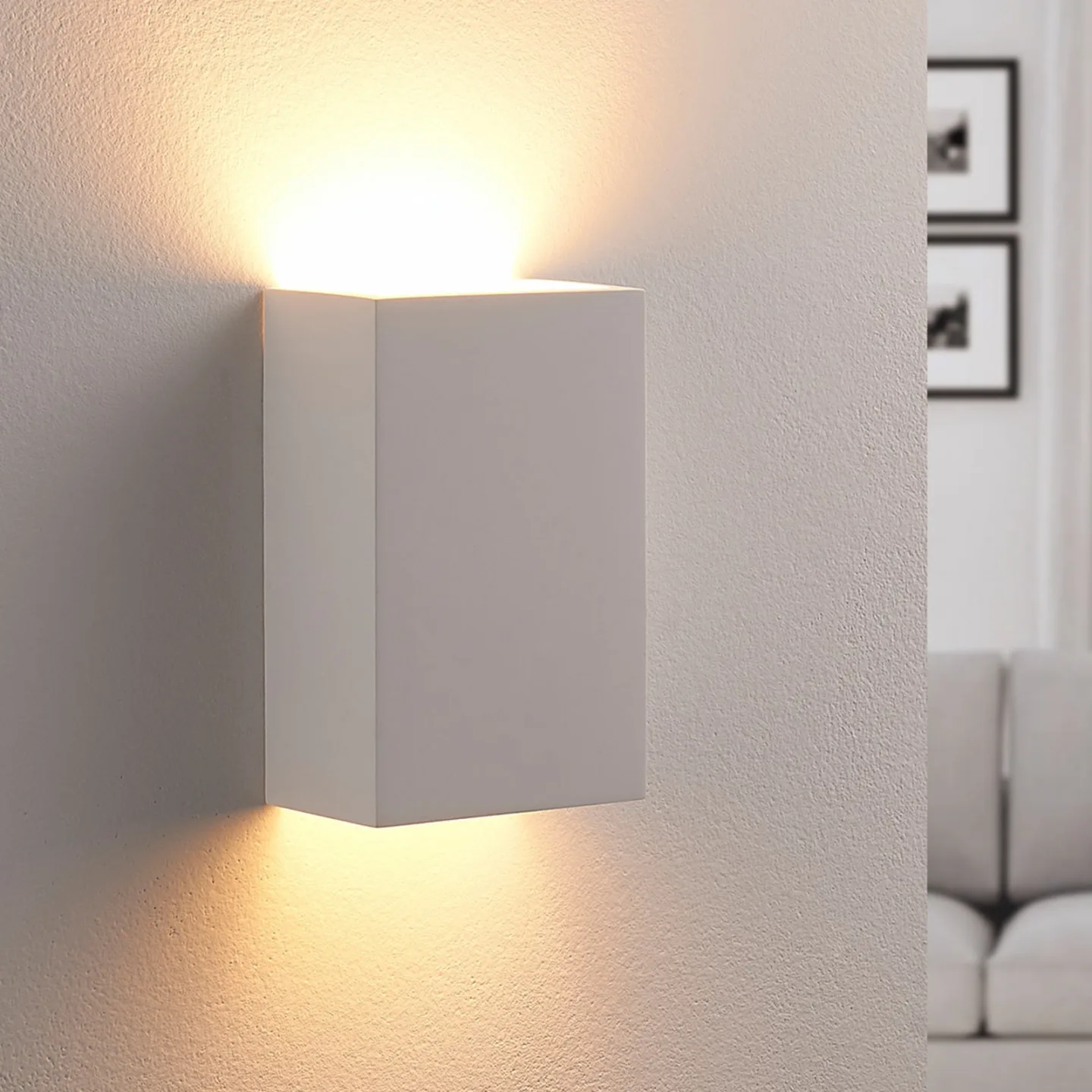 Colja Square Vägglampa White - Lindby - Vardagsrum - Modern - Gips / lera - Vinklad