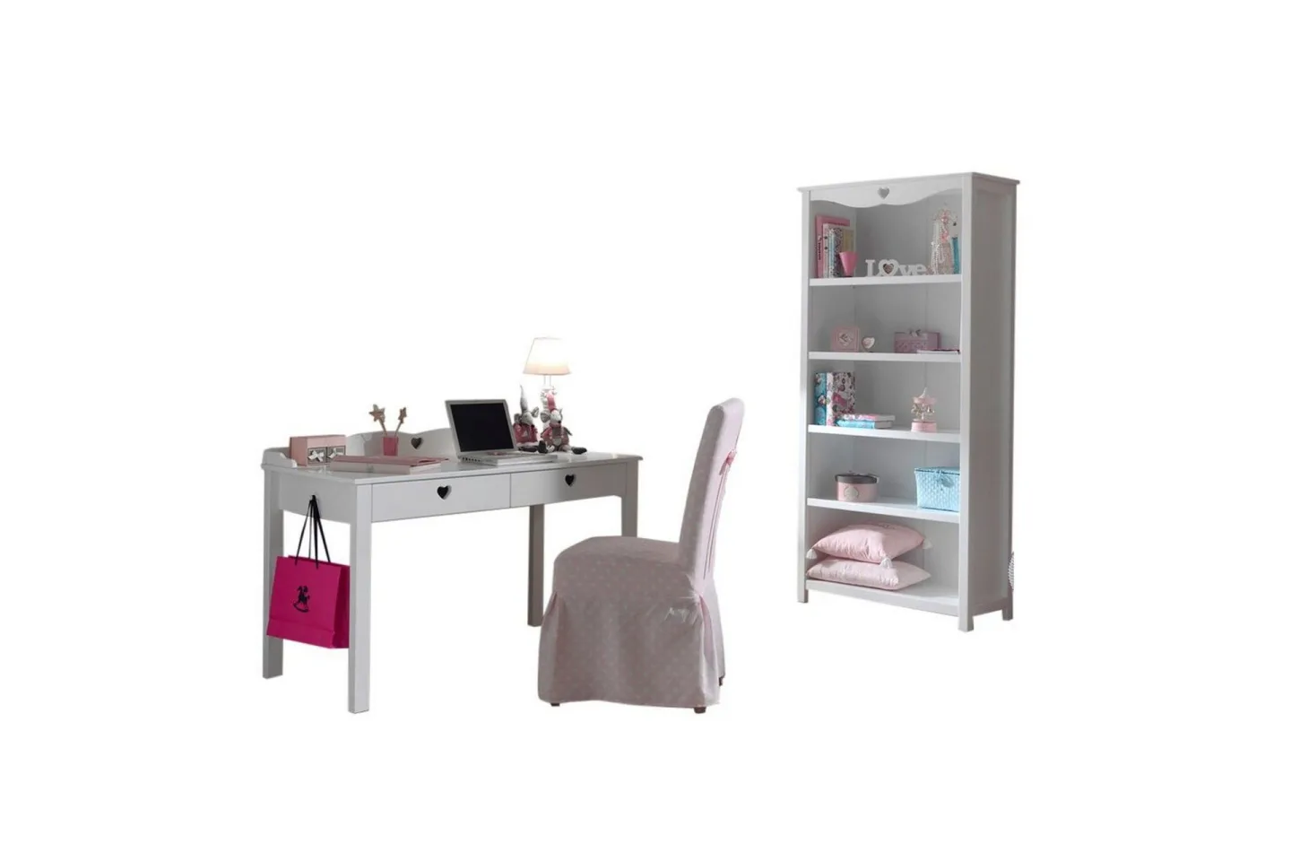 Skrivbord med bokhylla Amori Vit -