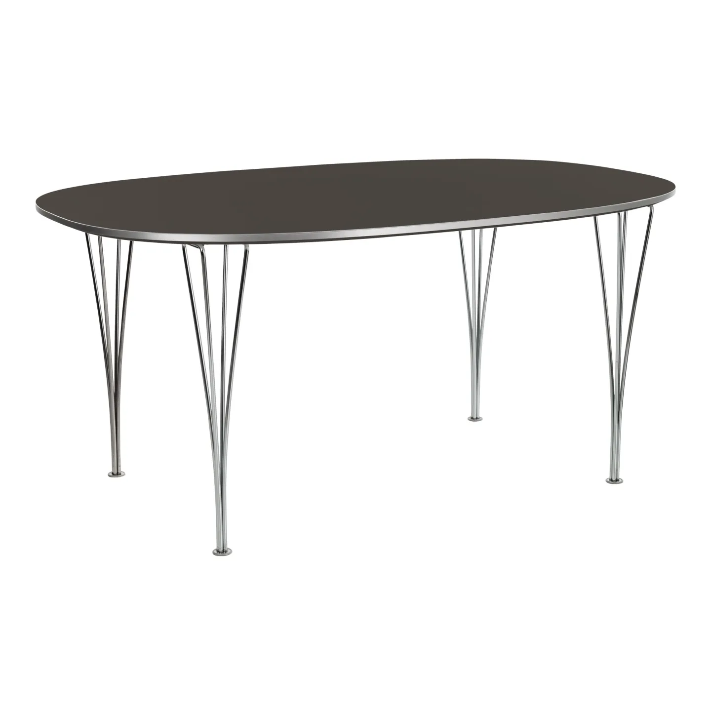 Fritz Hansen - Superellips B612 – 150x100 cm Grey Efeso/Warm Graphite - Matbord - Arne Jacobsen,Bruno Mathsson,Piet Hein - Grå - Metall/Trä