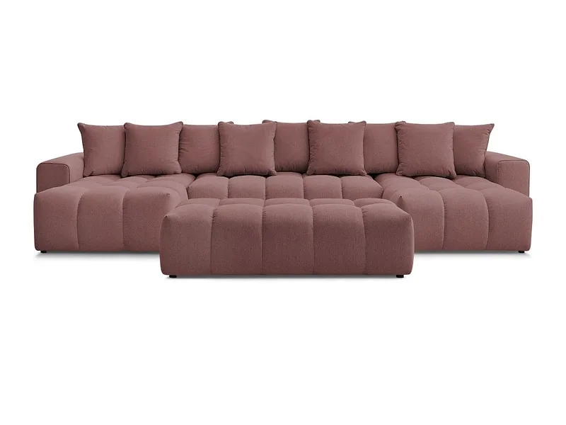 Panorama-Ecksofa mit Hocker BOBOCHIC MONT-BLANC Stoff chiniert rosa