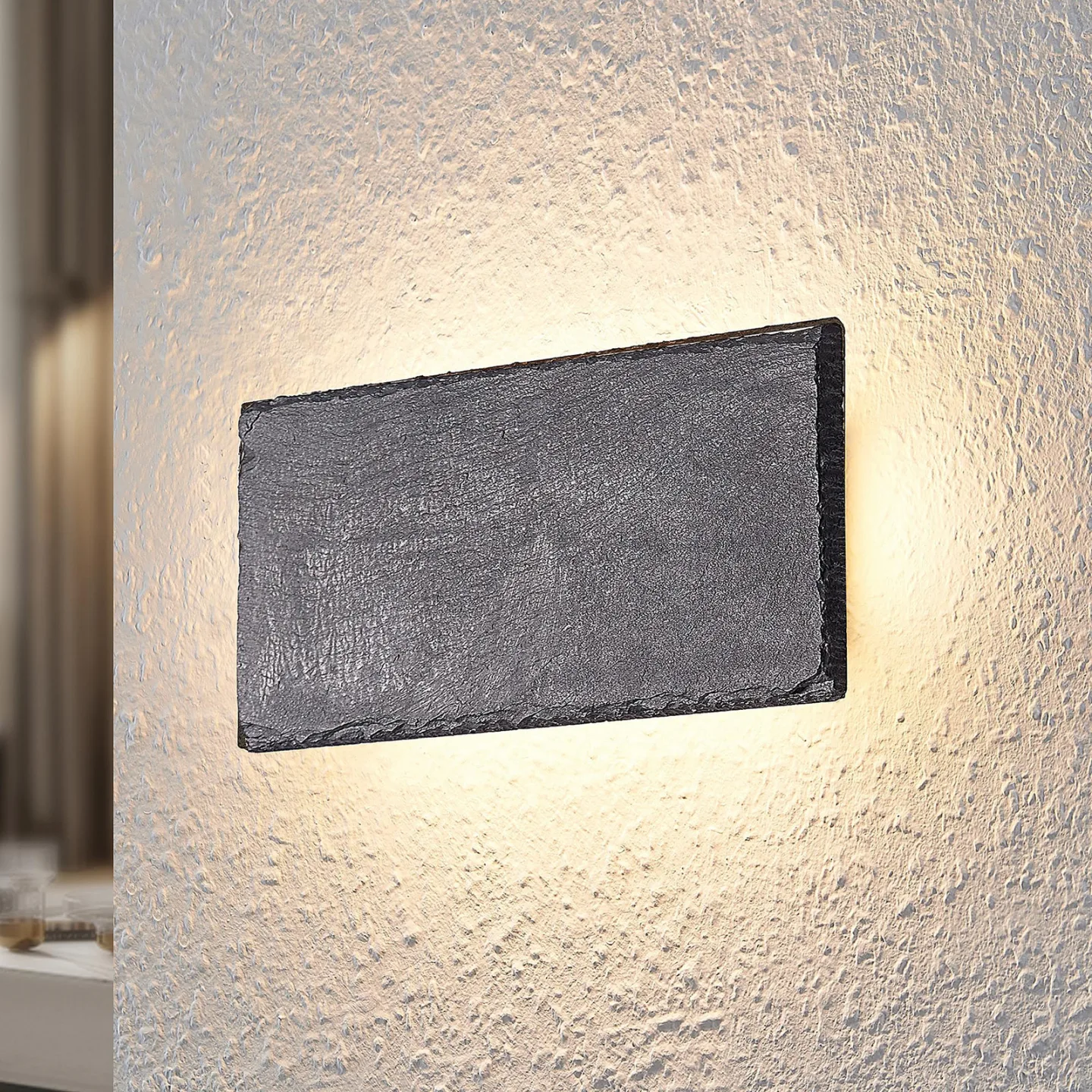 Peetu Square LED Wandleuchte Black - Lindby - Wohnzimmer - Modern - Stein - Eckig