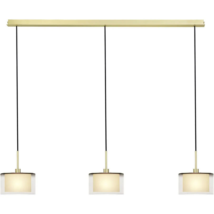 Designer-Pendellampe Bankamp Karl75 E14 Messing matt 3-flammig - Farbe: Messing matt mit blank abgesetzt - Material: Messing/Glas