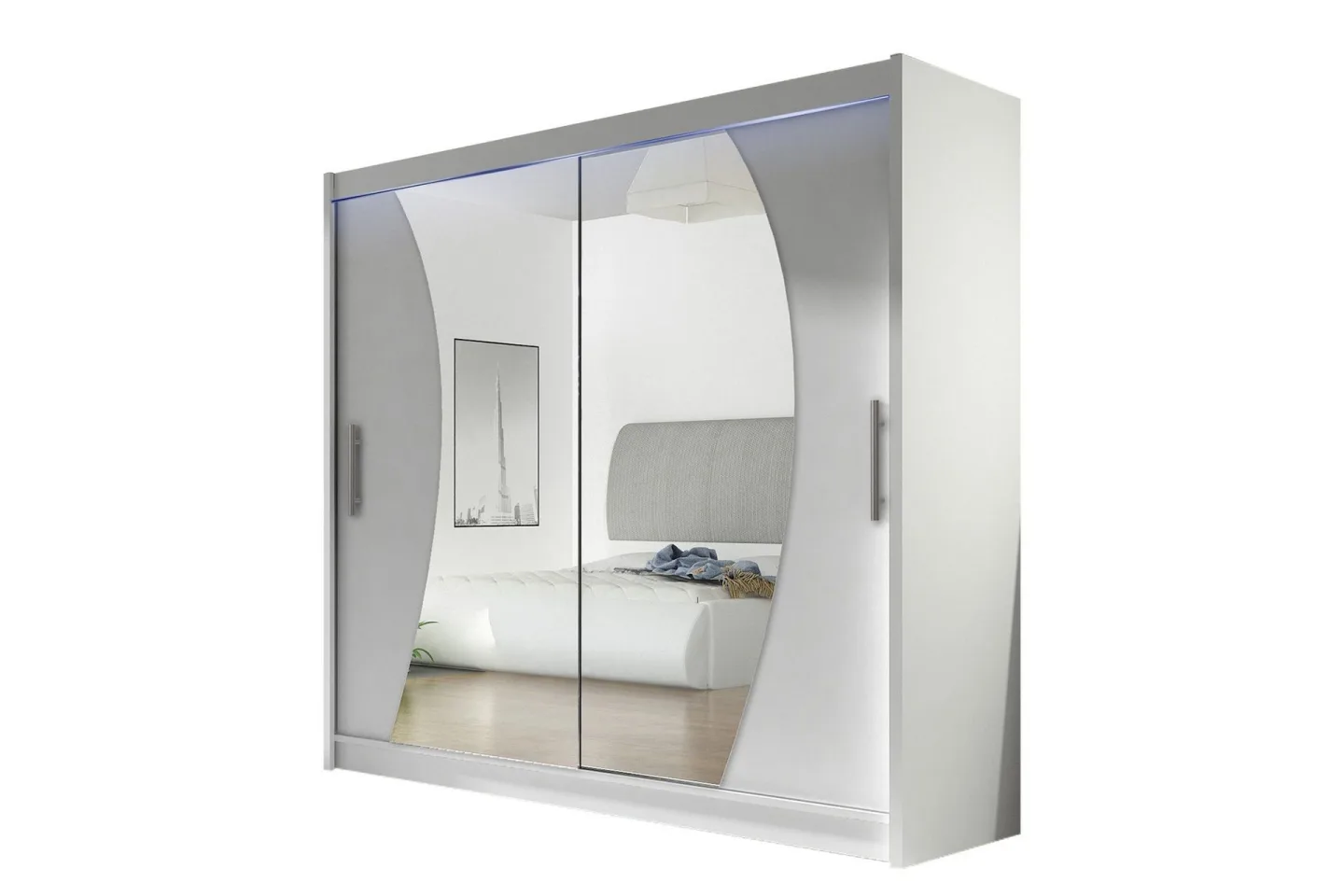 Prag Garderob med Spegel 180x215 cm - Vit