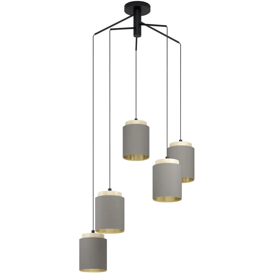 Eglo Pendellampe Albariza Braun/Schwarz Stahl/Holz 70 cm 150 cm - Material: Holz/Stahl