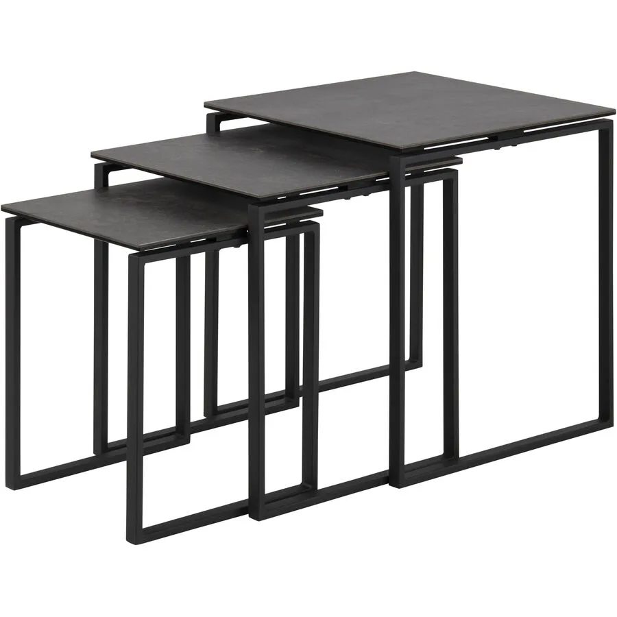 Beistelltisch 3er-Set Katrine Schwarz Glas 50 cm