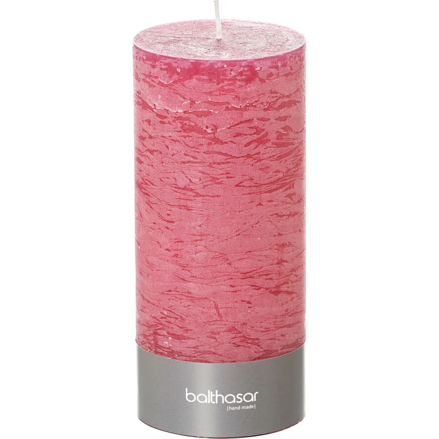 Balthasar Kerze Rustico Himbeere H20 cm D9 cm, Brenndauer 120h - Farbe: taupe - Material: Wachs