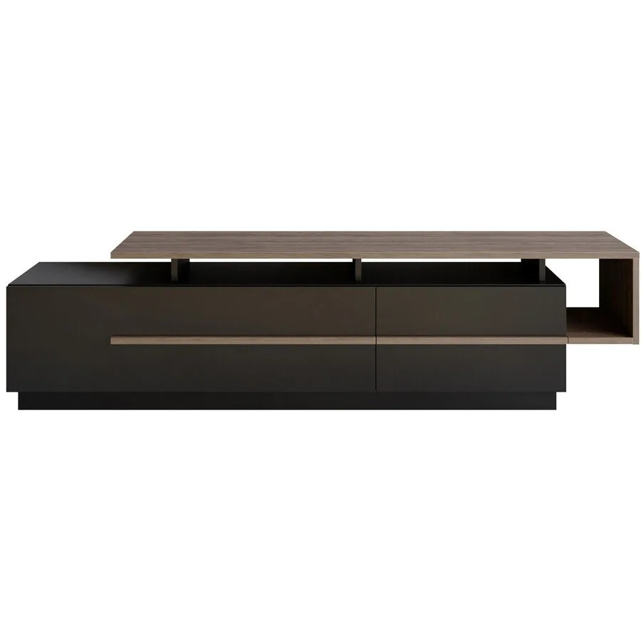 TV-Möbel Yasam schwarz Melaminbeschichtete Spanplatte B 180 cm 25 kg