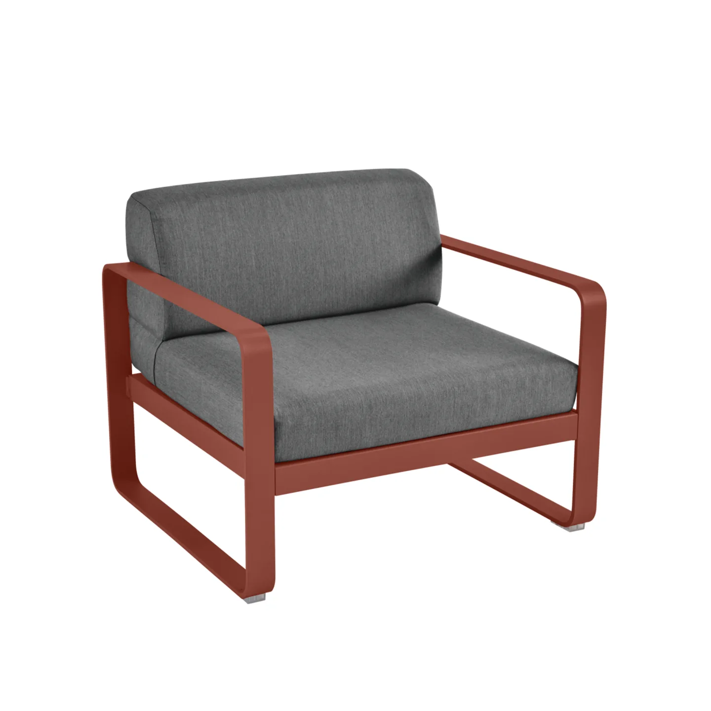 Fermob - Bellevie Armchair Graphite Grey Cushions, Red Ochre - Fåtöljer utomhus - Pagnon & Pelhaître - Röd - Metall/Plast