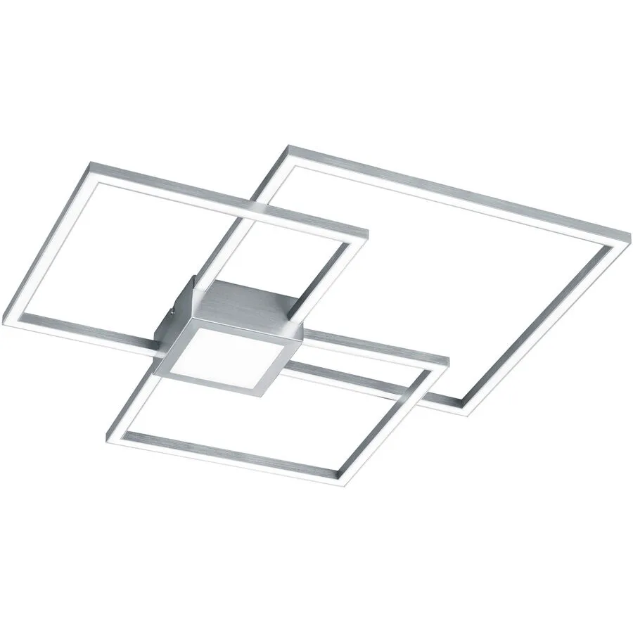 Deckenlampe Nermin Grau Metall 65.5 cm 6.5 cm - Farbe: Nickel matt - LED - Lichtfarbe: Warmweiss - LED Energiesparlampen