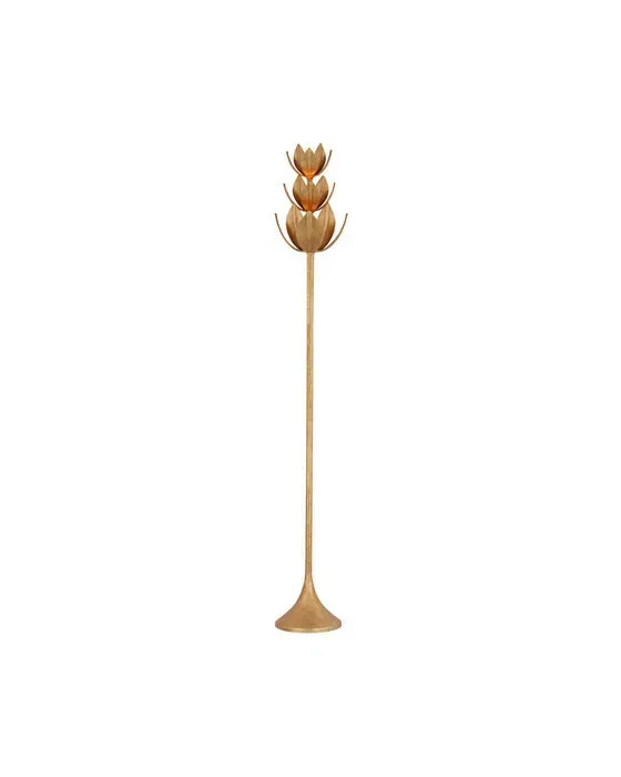 Alberto 70" Floor Torchiere Antique Gold Leaf