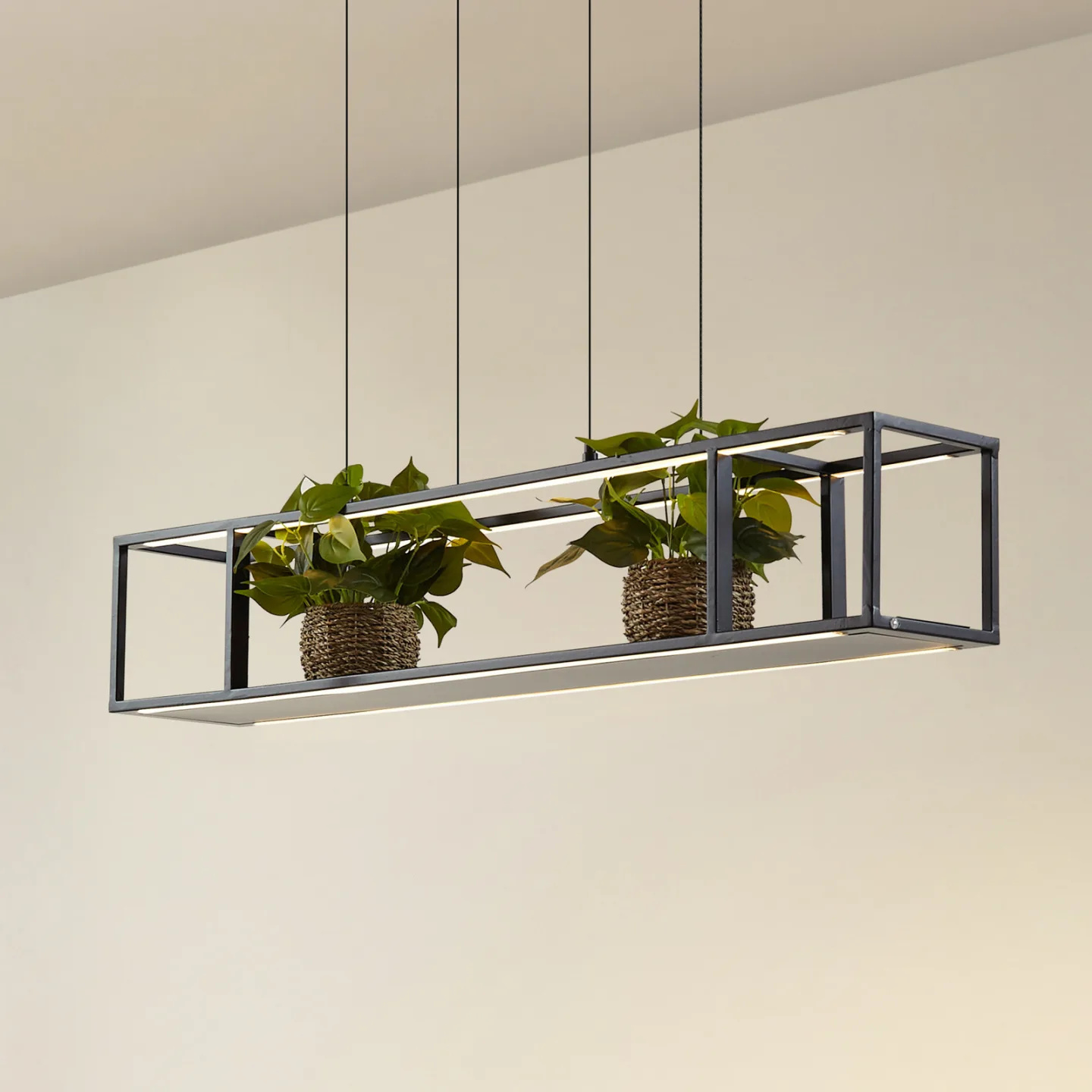 LED-hængelampe, dæmpbar, 110 cm, sort - Lucande Estante - Stue - Moderne - Metal - Med én lyskilde