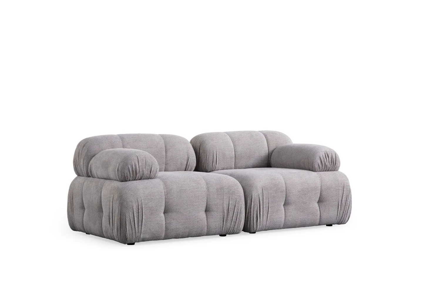 Belgin Bubblig Soffa 2-sits med fasta armstöd - Ljusgrå