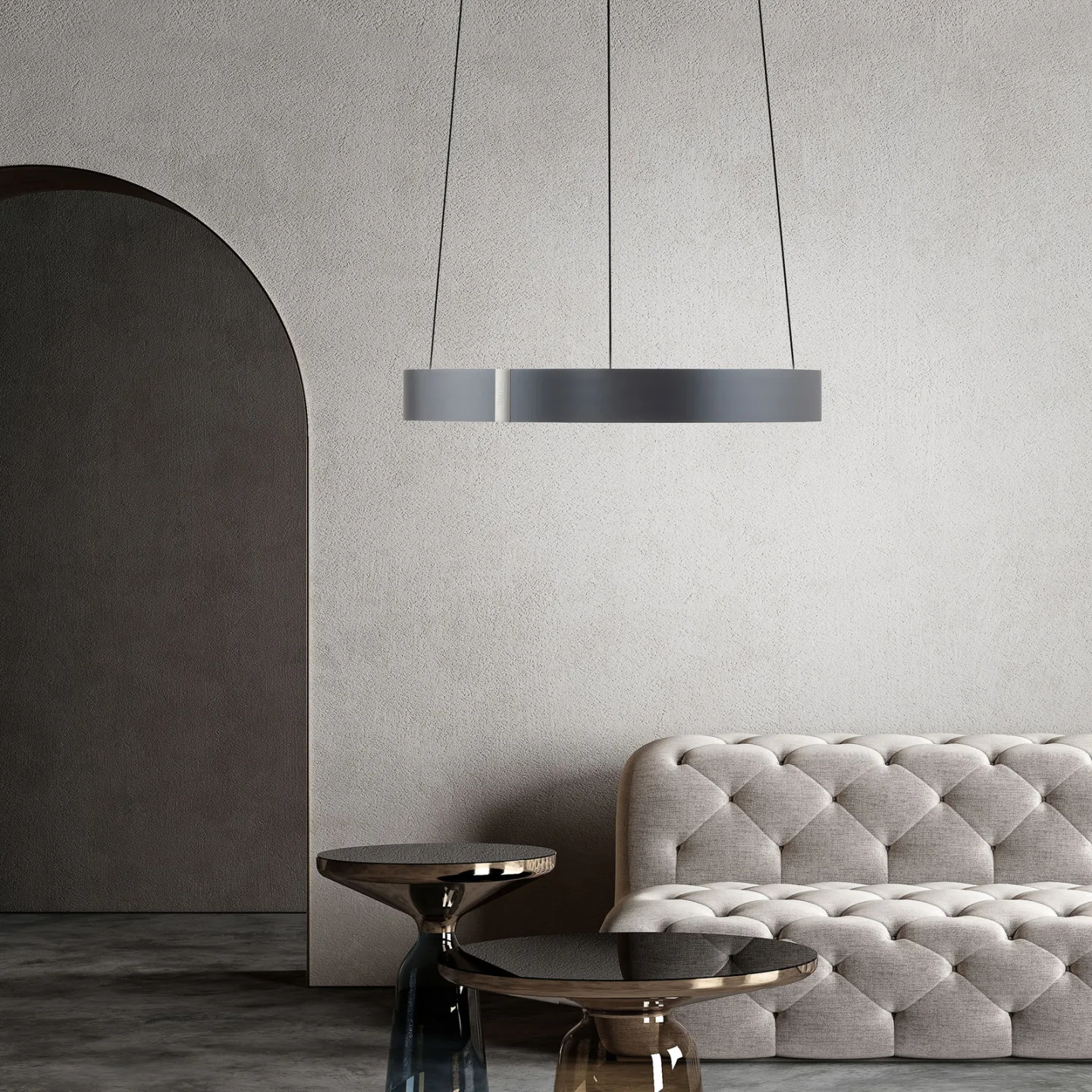 E-Clipse LED-hengelampe, mystic grey, Ø 50 cm, CCT – PURE PURE E-Clipse - Stue - Moderne - Metall - Med en lyskilde