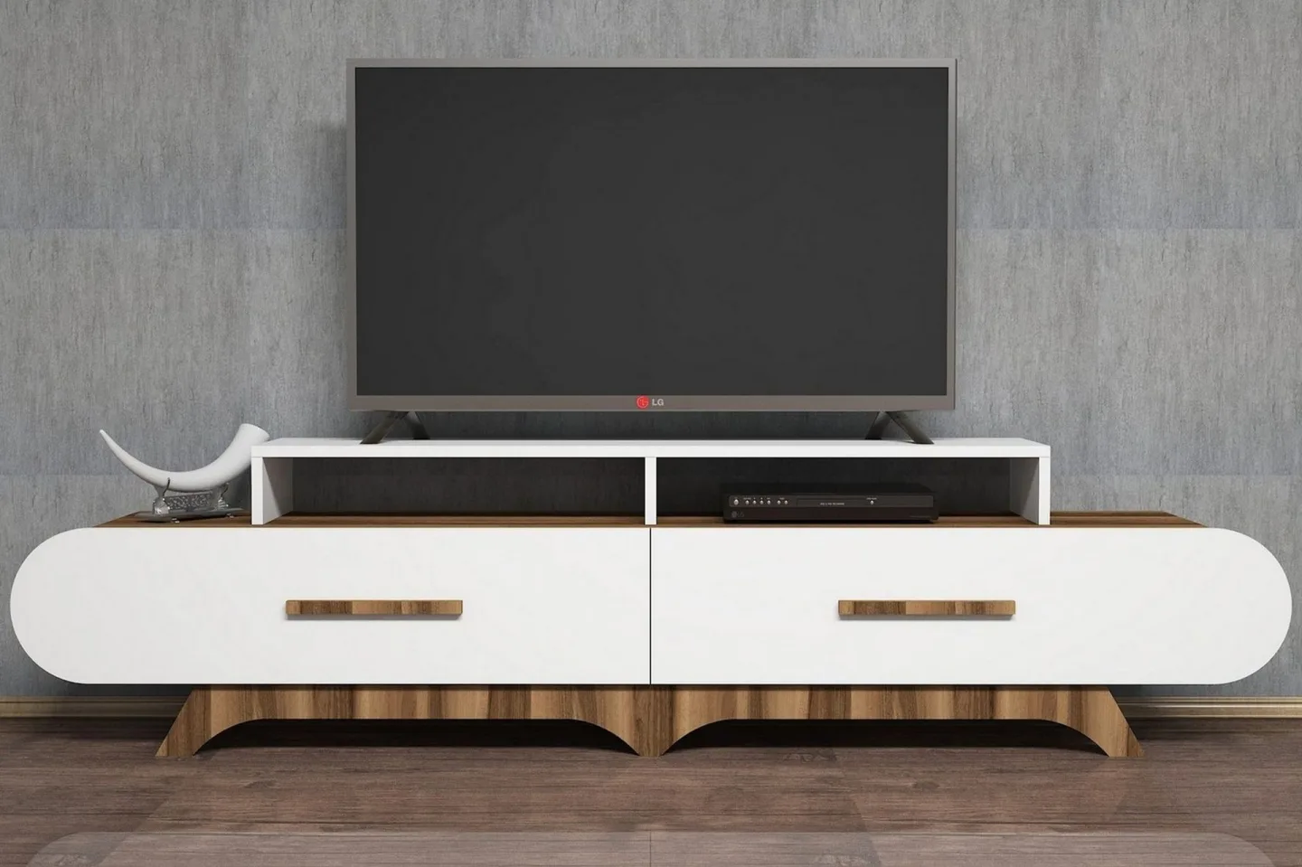Hovdane TV-Bänk 205 cm - Brun/Vit