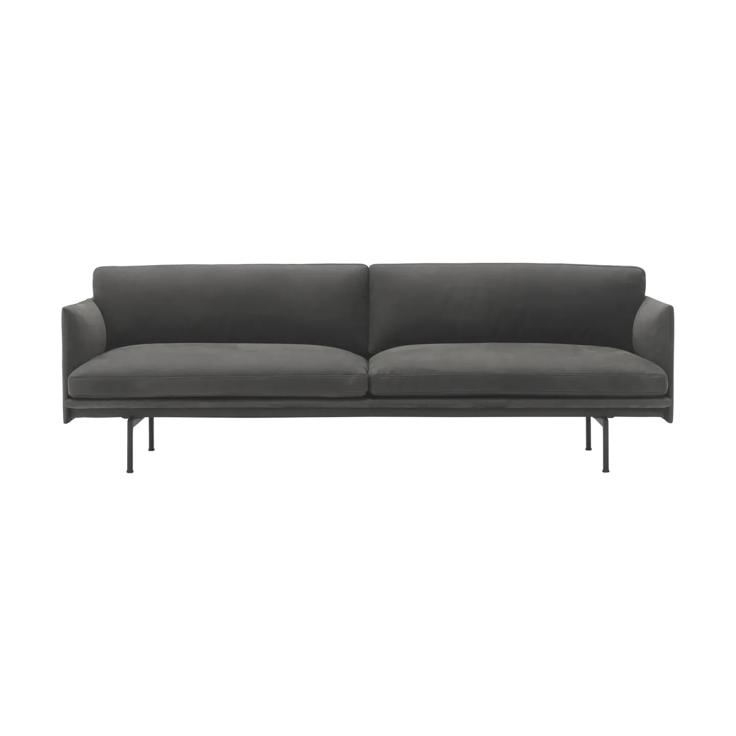 Muuto Outline soffa 3-sits läder Grace leather Camel-svarta ben
