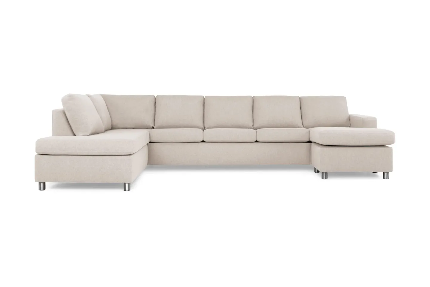 Crazy 5-sits Vänstervänd U-formad X-Large Soffa med Divan och Schäslong i Tyg - Beige