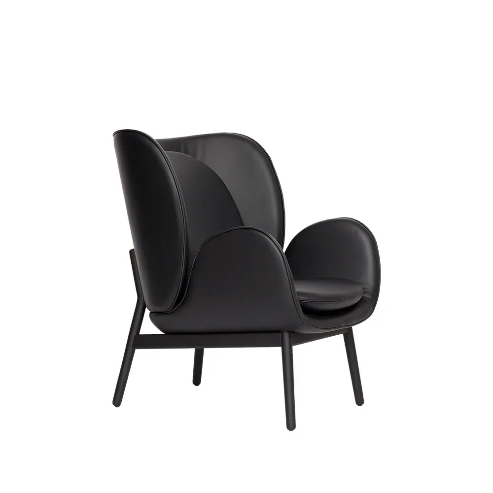 Fogia Embrace Small Sessel Eichenbein Leder Elmosoft 99999-svartbets