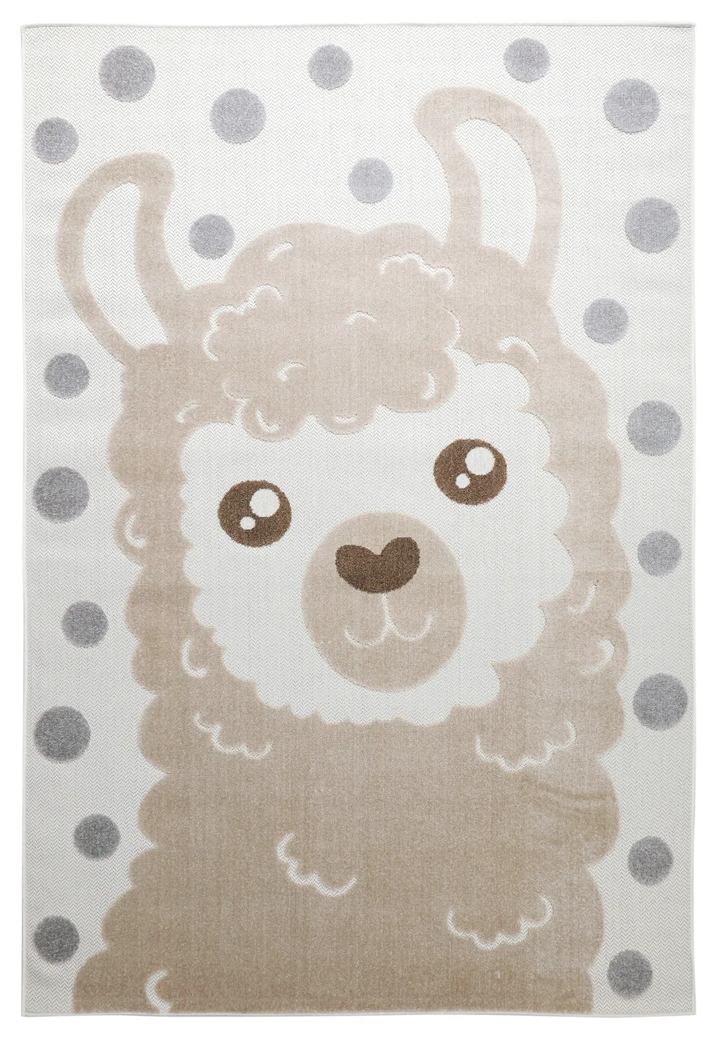 Barneteppe - Kind Llama (krem/brun) (Størrelse: 130 x 190 cm)