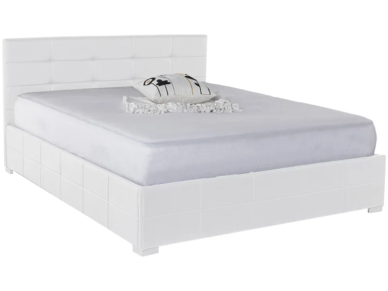 Kastenbett MONZA WHITE 180x200cm synthetisches leder weiss