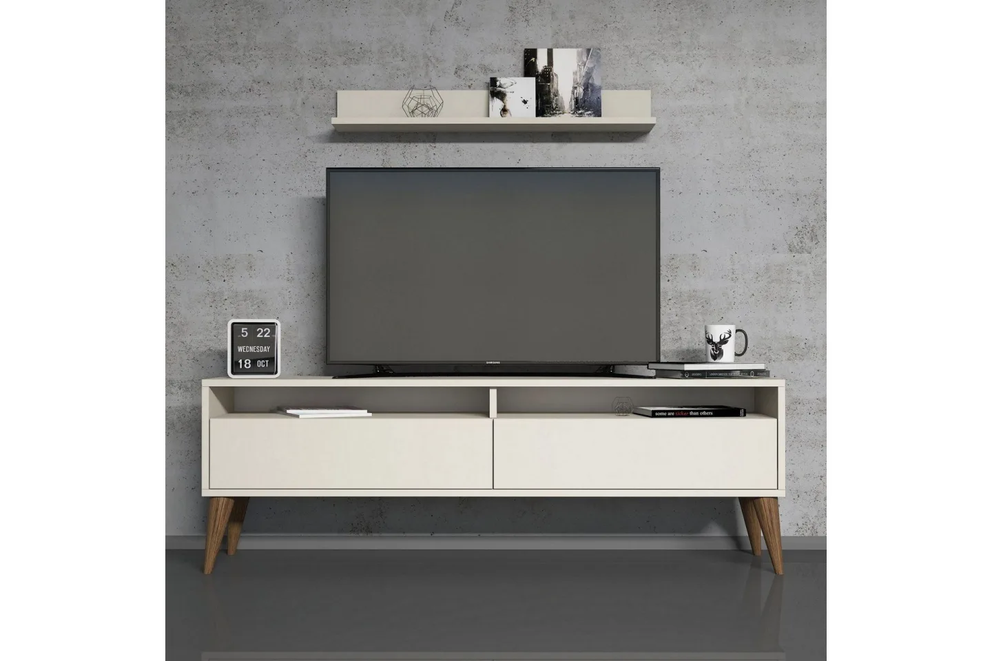 Hoptrup TV-Möbelset 150 cm - Vit/Grå