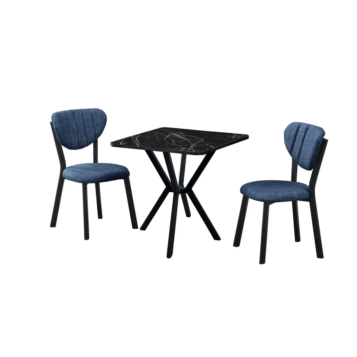 Krylor Matgrupp Bord 70 cm + 2 Stolar - Marinblå Svart