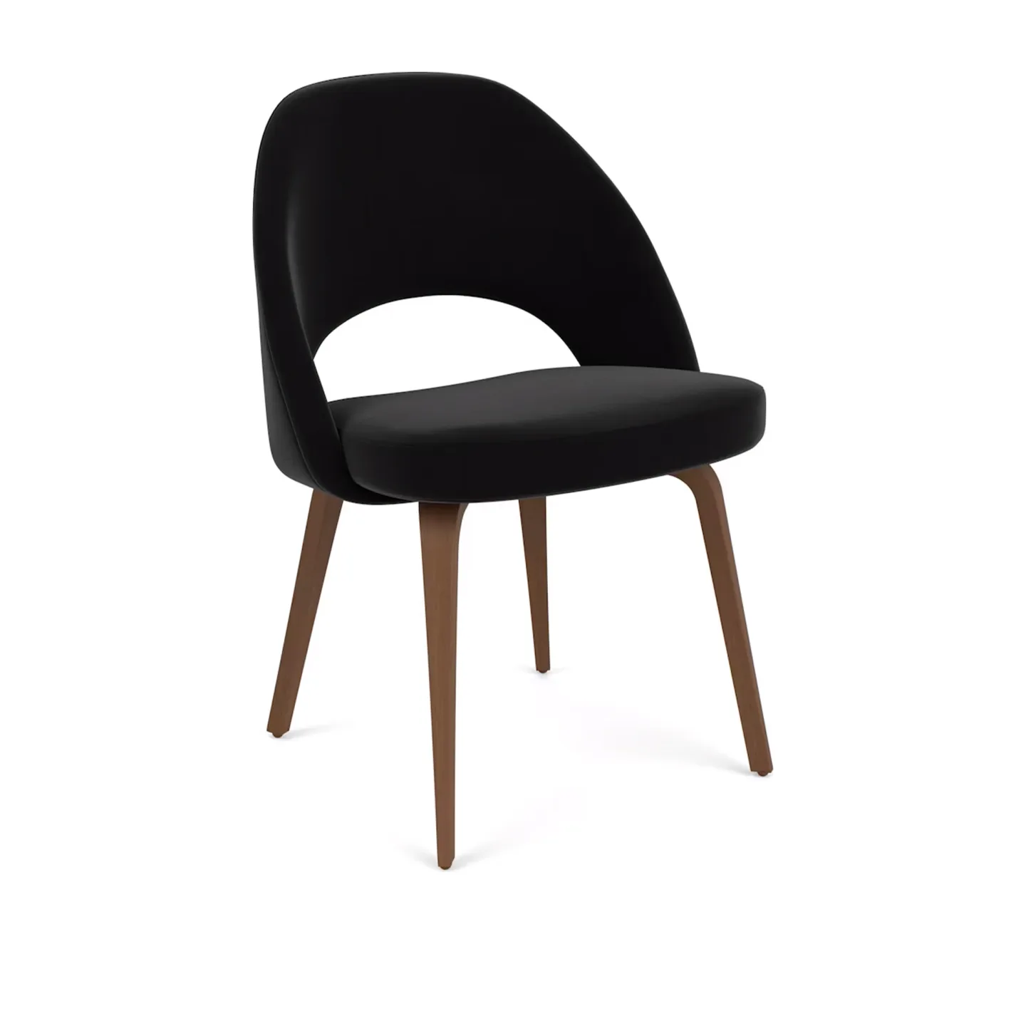 Knoll - Saarinen Conference Chair, ben i Valnötsbetsad ek, Tyg: Kat. B - Knoll Velvet - K78487 - Matstolar - Eero Saarinen - Grå - Metall/Trä/Textilmaterial/Skum