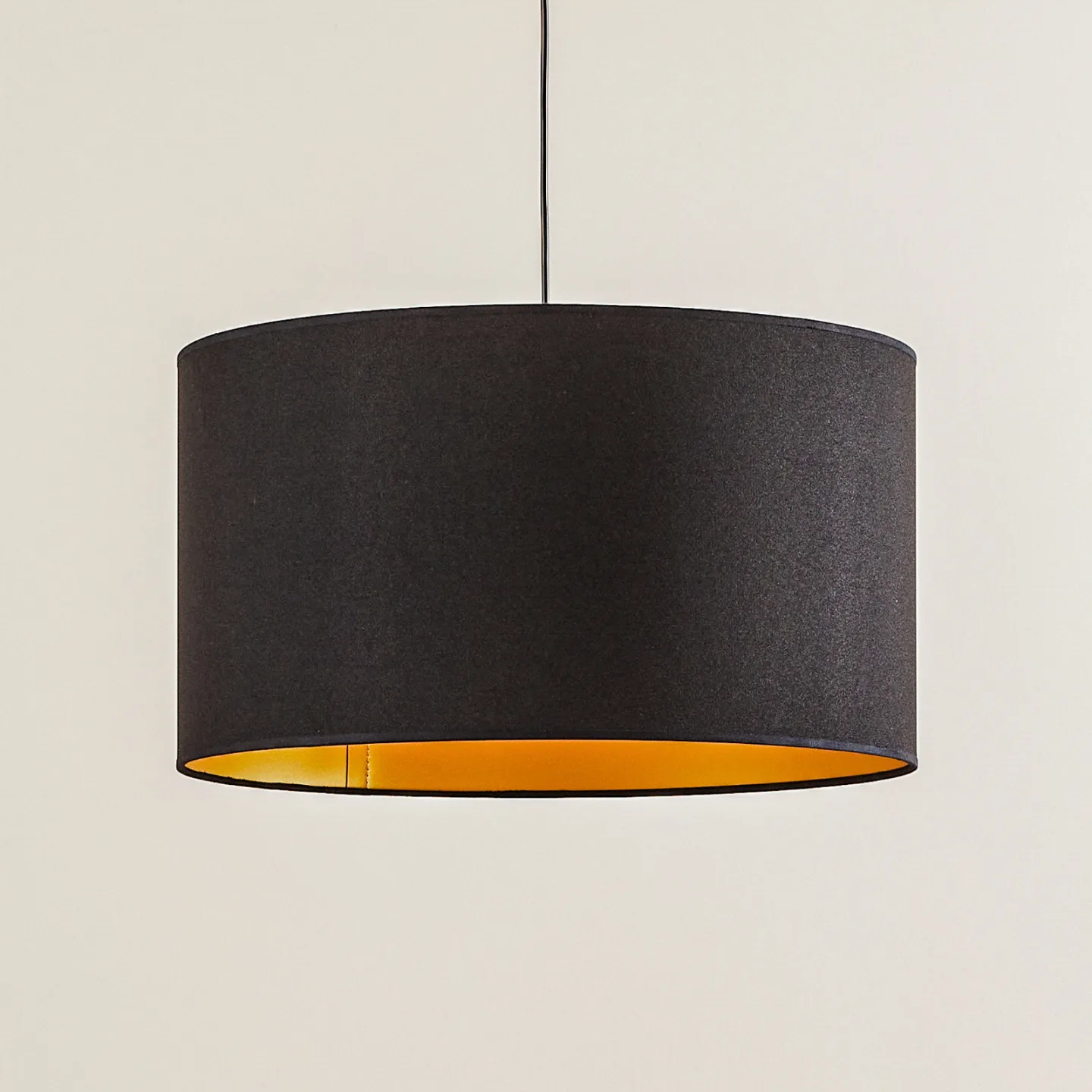 Roller Pendelleuchte Ø45 Gold/Schwarz - Euluna - Wohnzimmer - Modern - Stoff / Textil - Einflammig