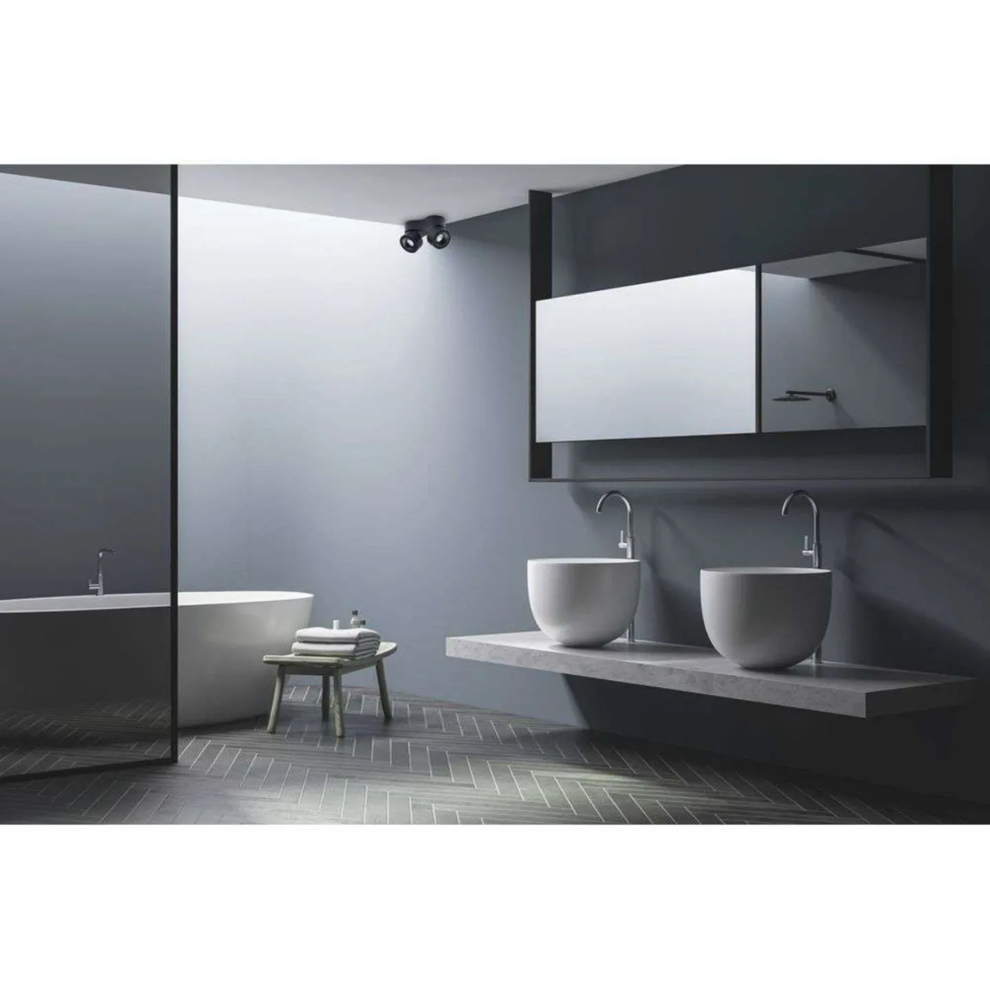 Easy Mini Double W275 LED-loftslampe 2700K, hvid - Antidark - Stue - Aluminium