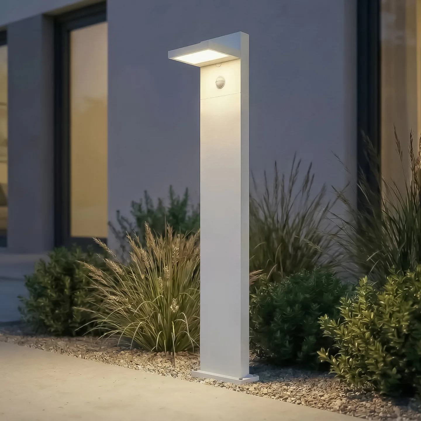 Silvan LED-väglampa, sensor, IP54, vit, 100 cm, aluminium - Lucande - Modern - Med en ljuskälla