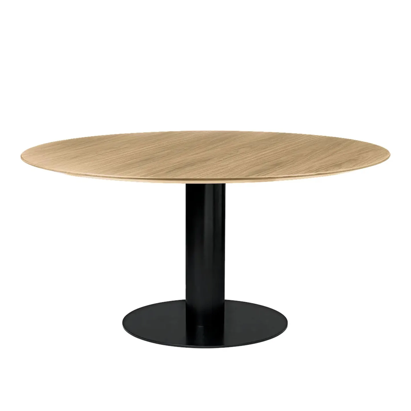 Gubi - GUBI 2.0 Dining Table, Ø 150 cm, Skiva: Trä - Ek, Bas: Svart - Matbord - Träfärgad - Metall/Trä